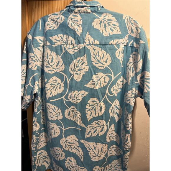 Malihini Vintage Men’s L Blue White Floral SS Button Cotton Blend Hawaiian Shirt - Picture 7 of 11